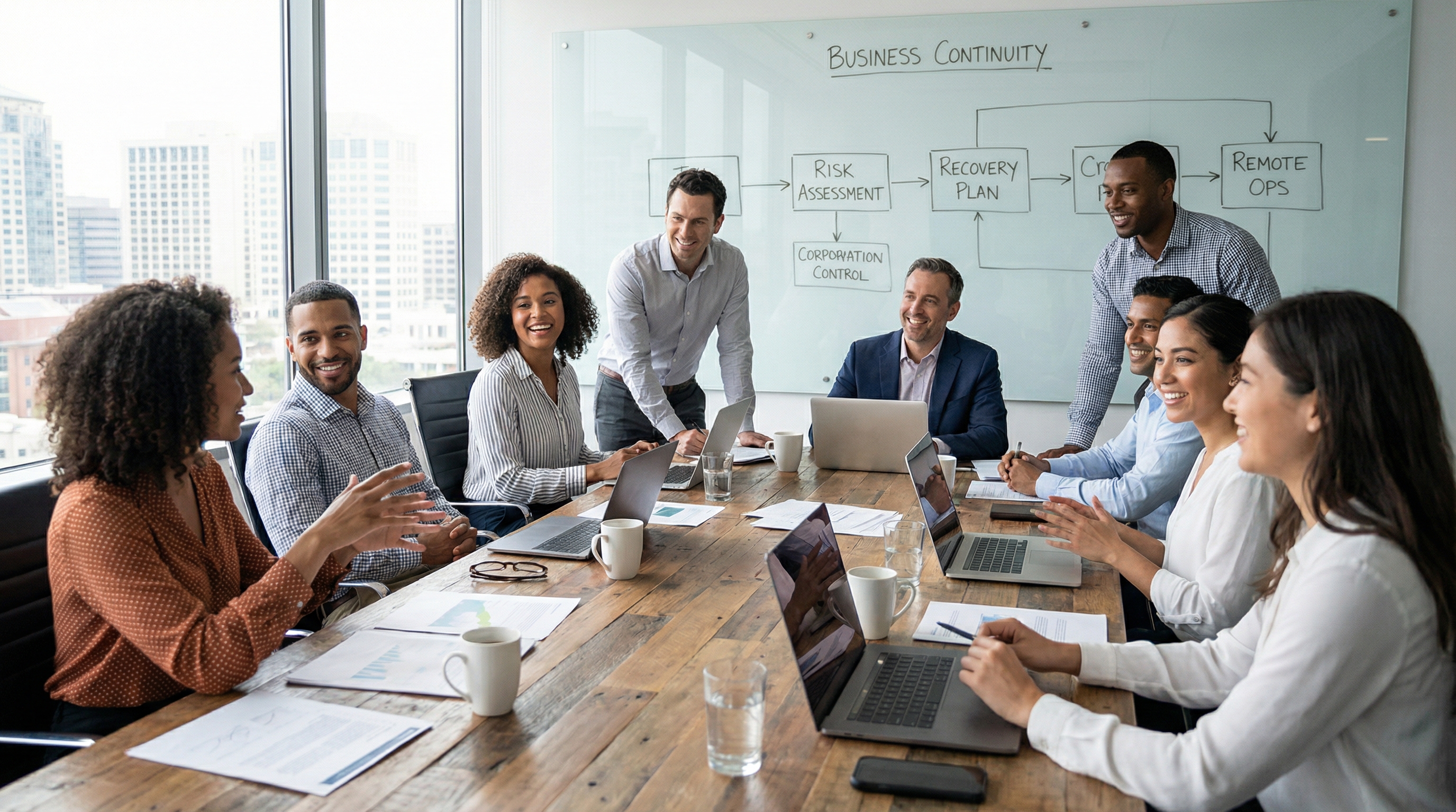 Team creating comprehensive business continuity plan